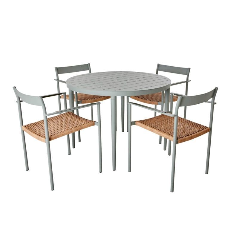 Brafab Gartenmöbel-Set mit Tisch "Bigby" 100 cm und Stuhl "DK", Aluminium Dusty Green