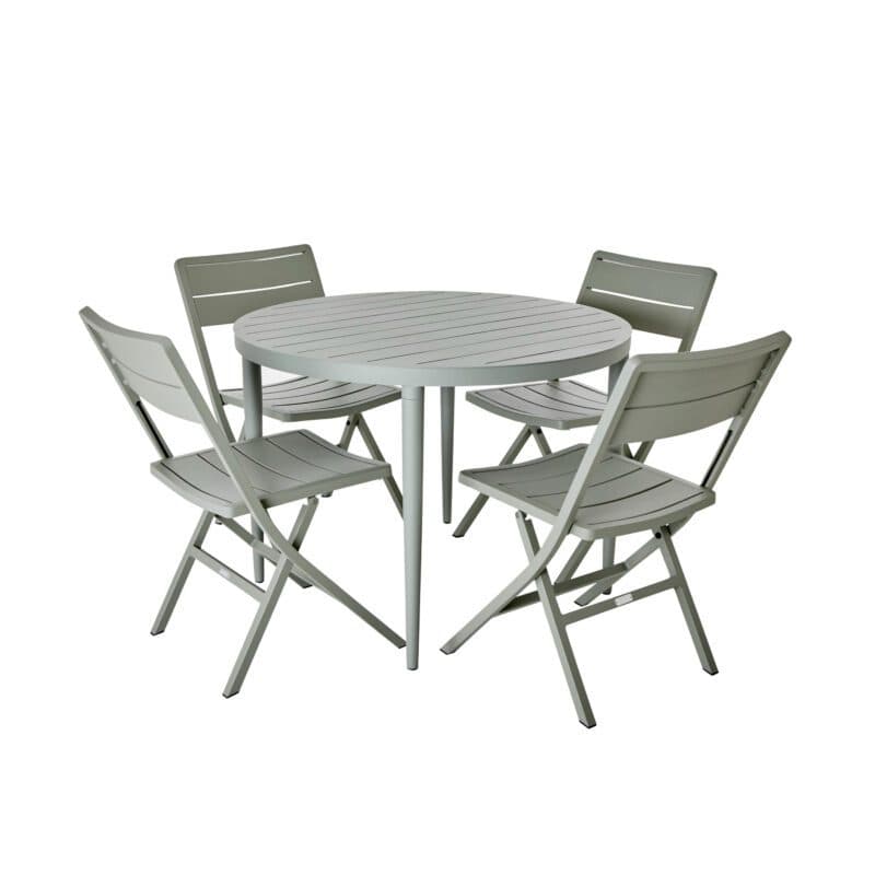 Brafab Gartenmöbel-Set mit Tisch "Bigby" 100 cm und Stuhl "Wilkie", Aluminium dusty green