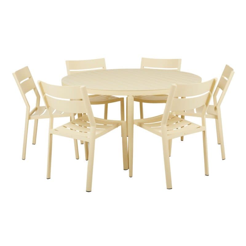 Brafab Tisch "Bigby" 130 cm und Stuhl "Delia" ohne Armlehnen, Aluminium lemon