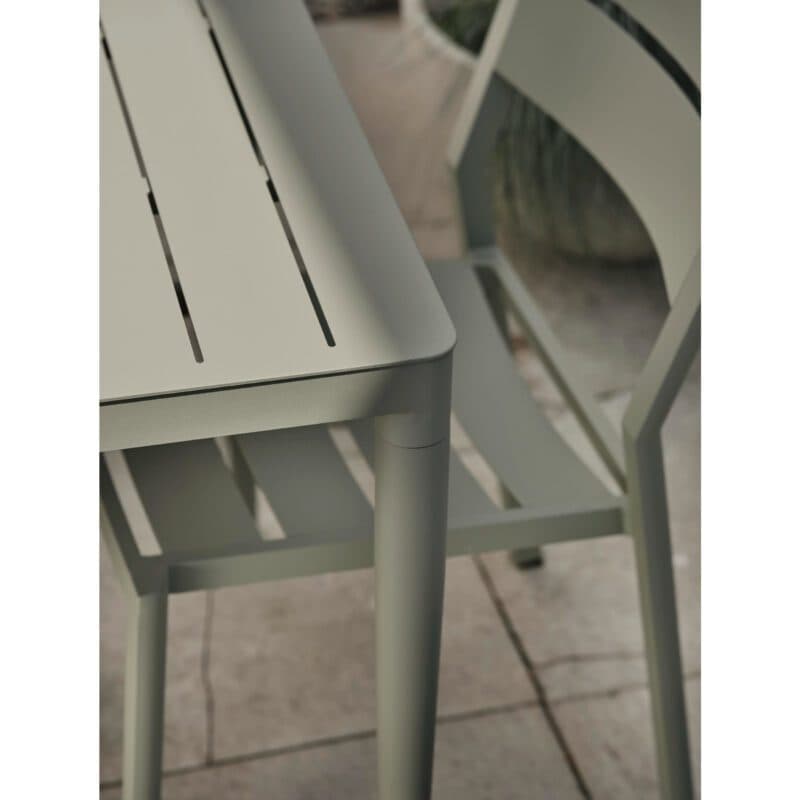Brafab "Bigby" Tisch 144x76 cm und "Delia" Gartenstuhl ohne Armlehnen, Aluminium dusty green