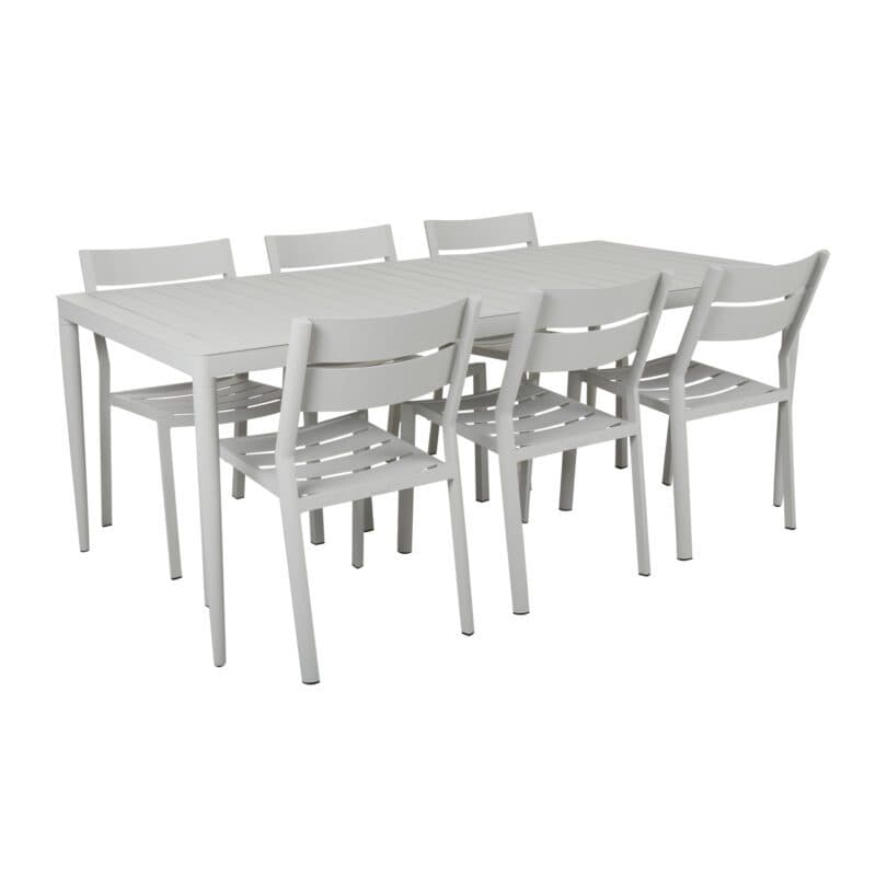 Brafab Gartenmöbel-Set mit Tisch "Bigby" 195x90 cm und Stuhl "Delia" ohne Armlehnen, Aluminium light grey