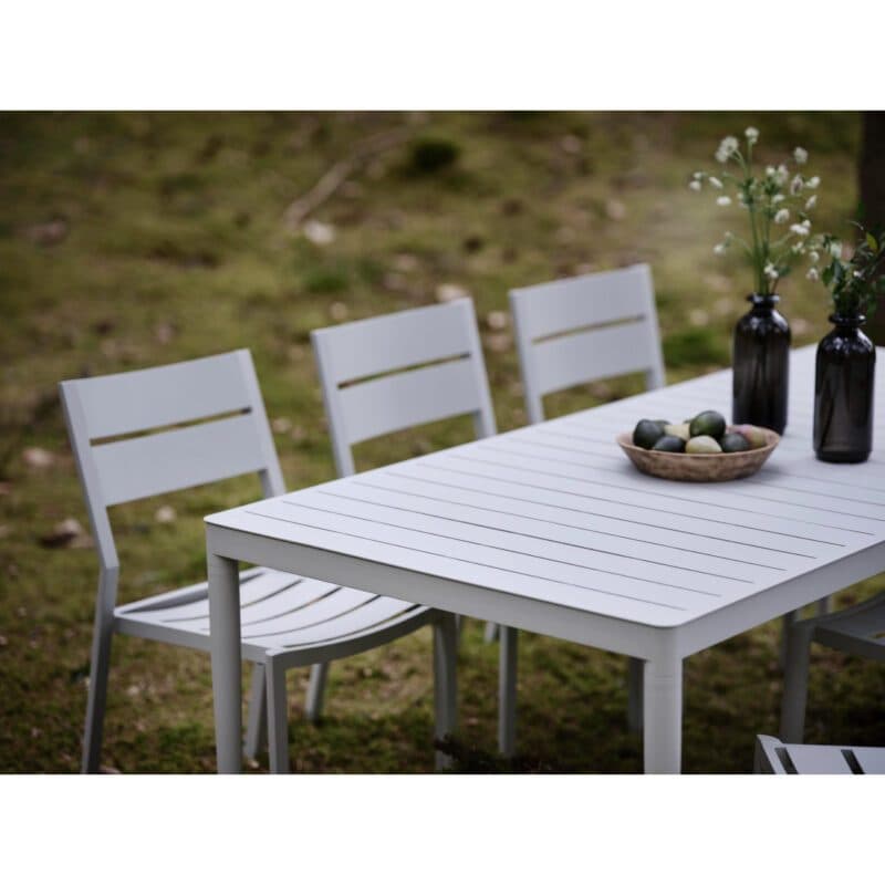 Brafab "Bigby" Tisch 195x90 cm und "Delia" Gartenstuhl ohne Armlehnen, Aluminium light grey