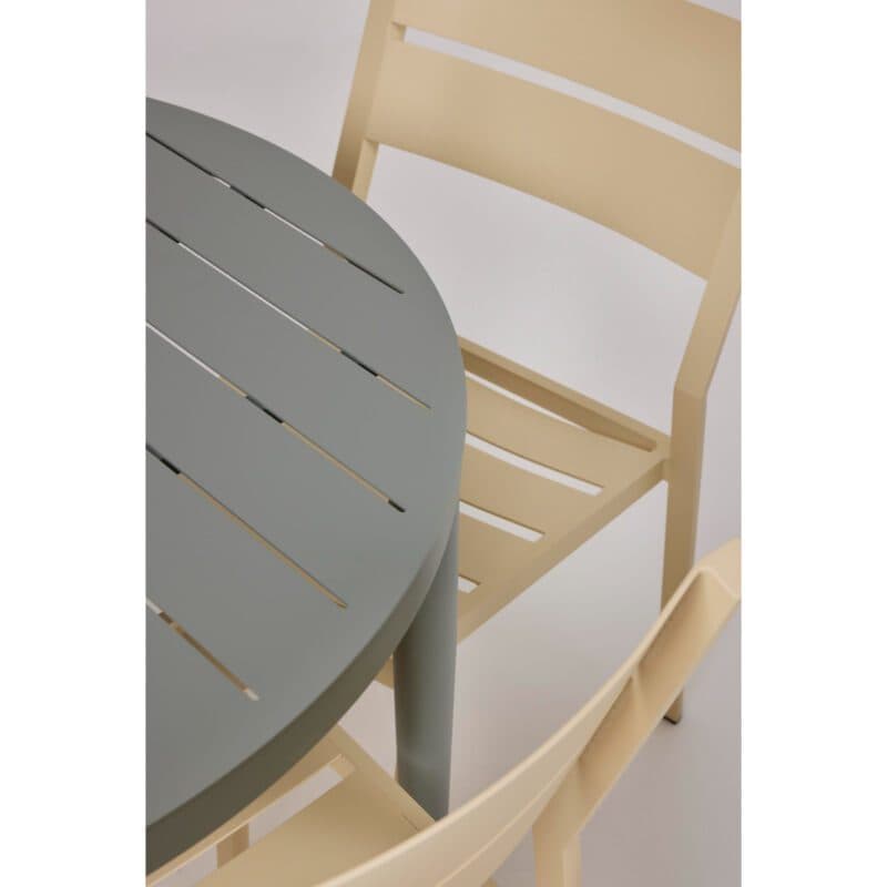 Brafab "Bigby" Tisch und "Delia" Gartenstuhl, Aluminium lemon und dusty green