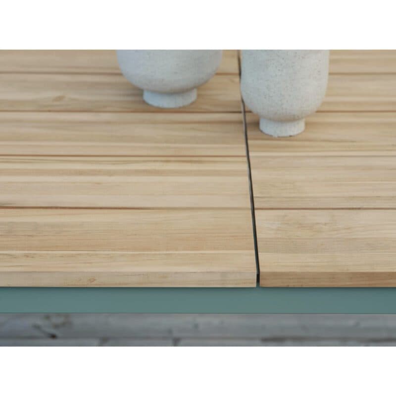 Brafab "Nox" Diningtisch 238x90 cm, Alu dusty green, Tischplatte Bambus