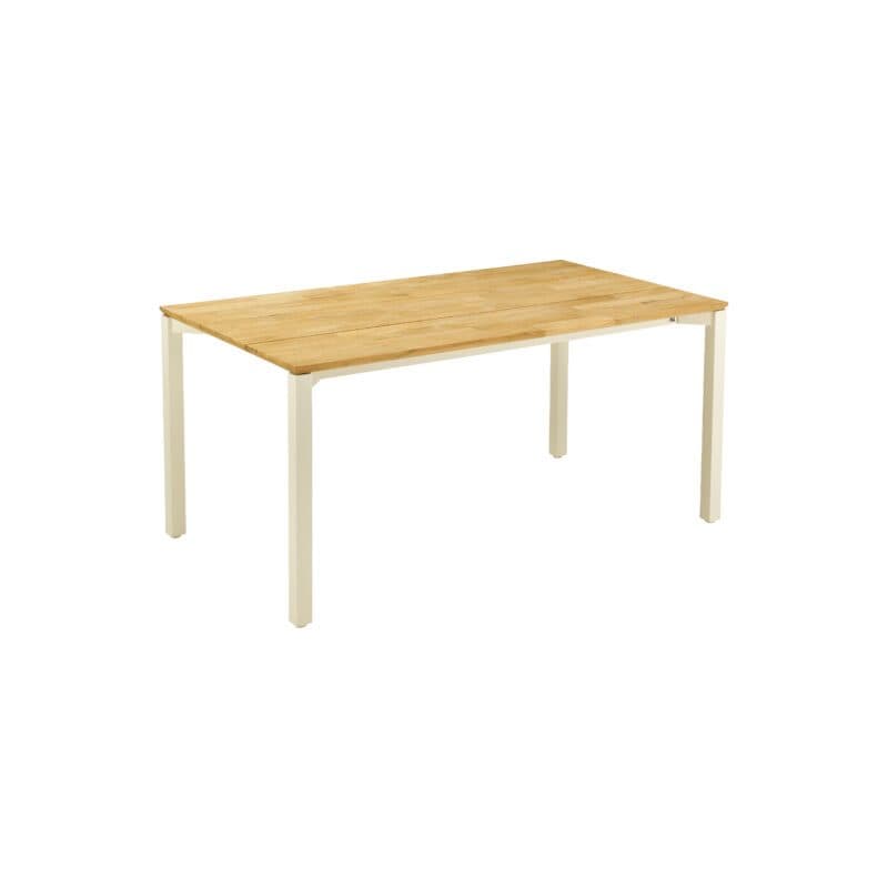 CASA DOMA "Campana" Gartentisch 160x90 cm, Alu cream, Tischplatte Teak