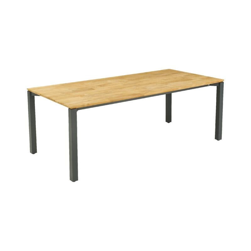 CASA DOMA "Campana" Gartentisch 210x100cm, Alu anthrazit, Tischplatte Teak