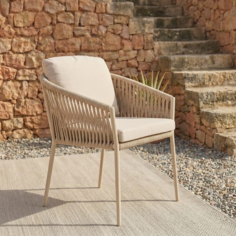 CASA DOMA "Falcone" Diningsessel, Aluminium cream, Rope fossil (Bild KI-generiert)