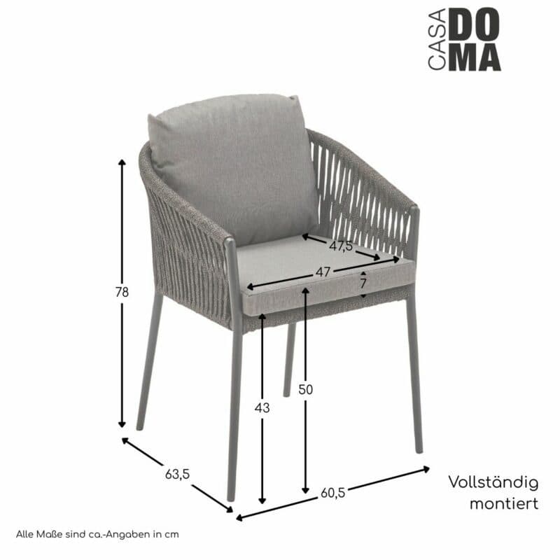CASA DOMA "Falcone" Diningsessel, Maße in cm