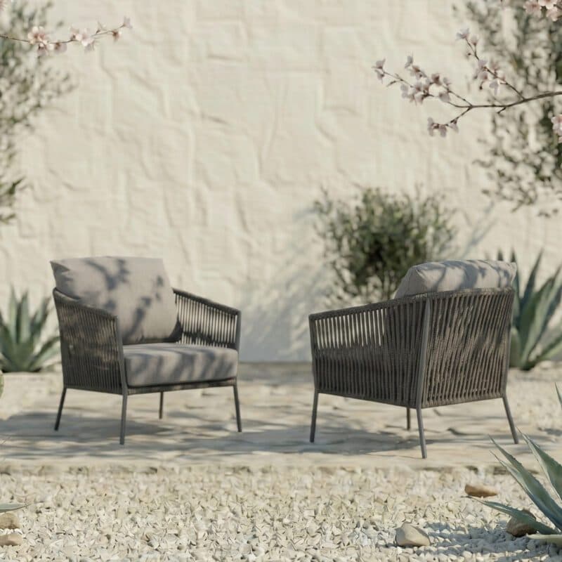 CASA DOMA Loungesessel "Falcone", Aluminium anthrazit, Rope anthrazit (Bild KI-generiert)