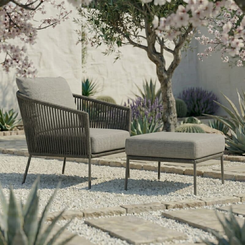 CASA DOMA Set mit Loungesessel und Loungehocker "Falcone", Aluminium anthrazit, Rope anthrazit (Bild KI-generiert)