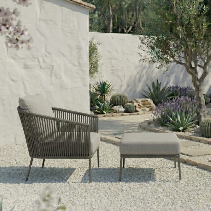 CASA DOMA Set mit Loungesessel und Loungehocker "Falcone", Aluminium anthrazit, Rope anthrazit (Bild KI-generiert)