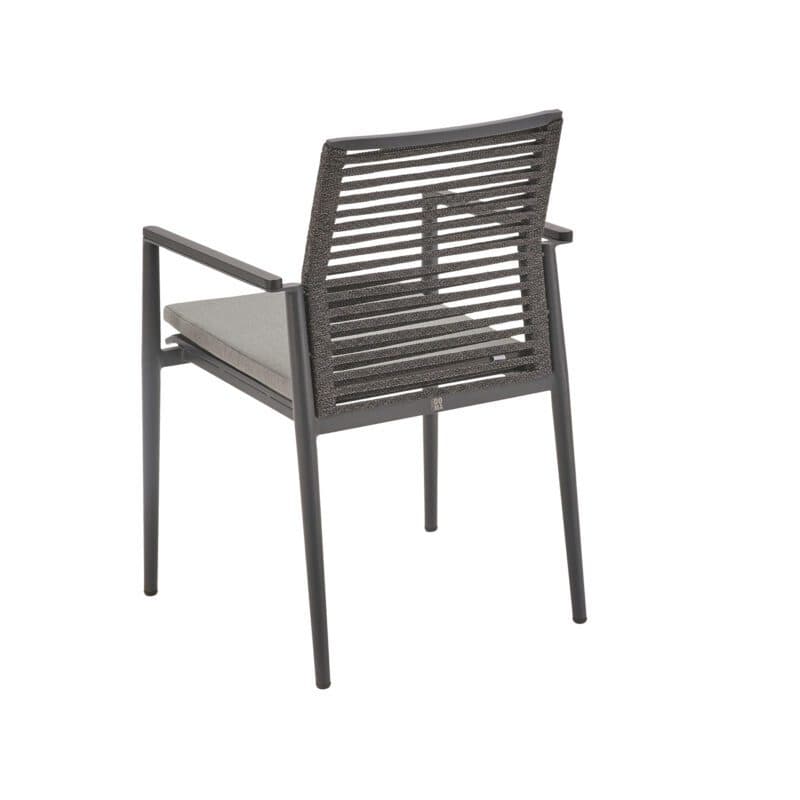 CASA DOMA "Gallico" Stapelstuhl, Alu anthrazit, Sitzfläche Textilgewebe schwarz/silber, Rückenfläche Rope anthrazit, Armlehnen Alu, inkl. Sitzkissen