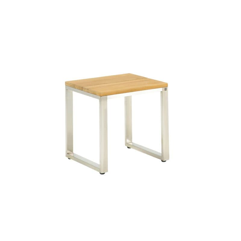CASA DOMA "Macari" Beistelltisch, Edelstahl gebürstet, Tischplatte Teak