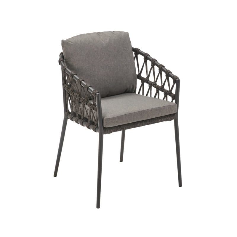 CASA DOMA "Messina" Diningsessel, Alu anthrazit, Rope anthrazit
