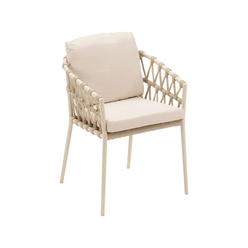CASA DOMA "Messina" Diningsessel, Alu cream, Rope fossil