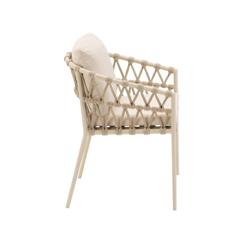 CASA DOMA "Messina" Diningsessel, Alu cream, Rope fossil