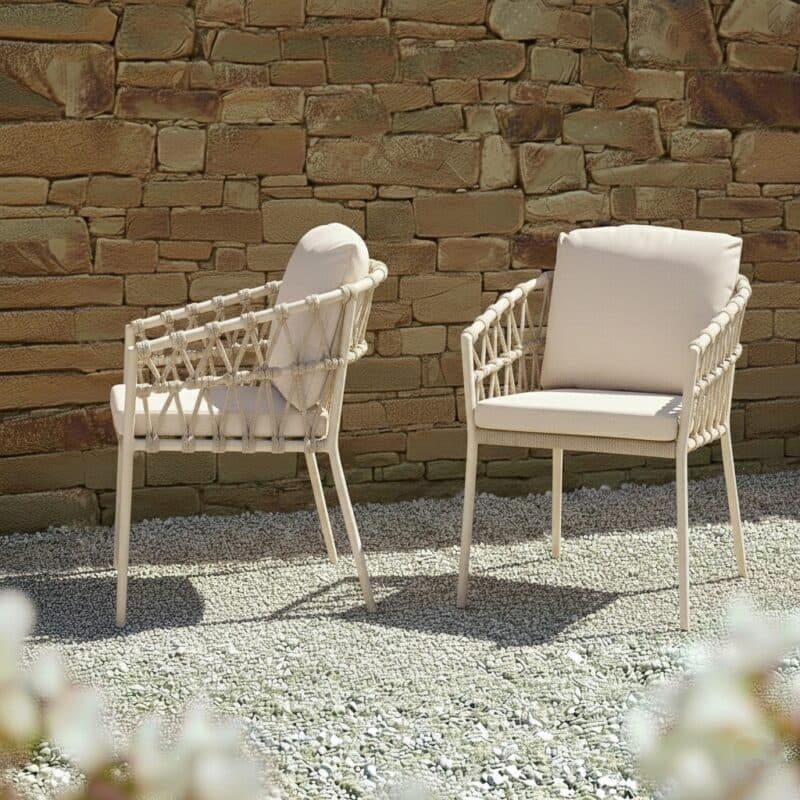 CASA DOMA "Messina" Diningsessel, Alu cream, Rope fossil (Bild KI-generiert)