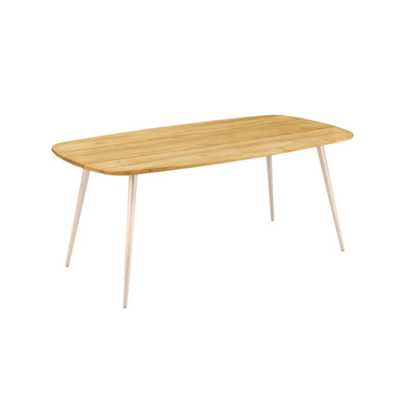 CASA DOMA "Napola" Gartentisch 180x100 cm, Alu cream, Tischplatte Teak