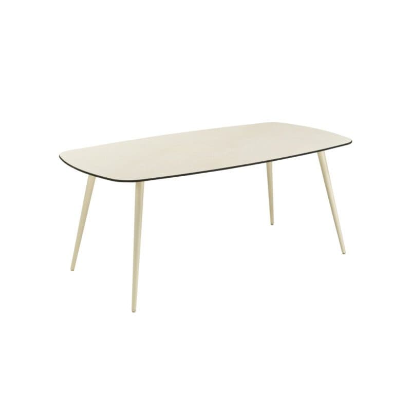CASA DOMA "Napola" Gartentisch, 180 x 100 cm, Alu cream, HPL travertin