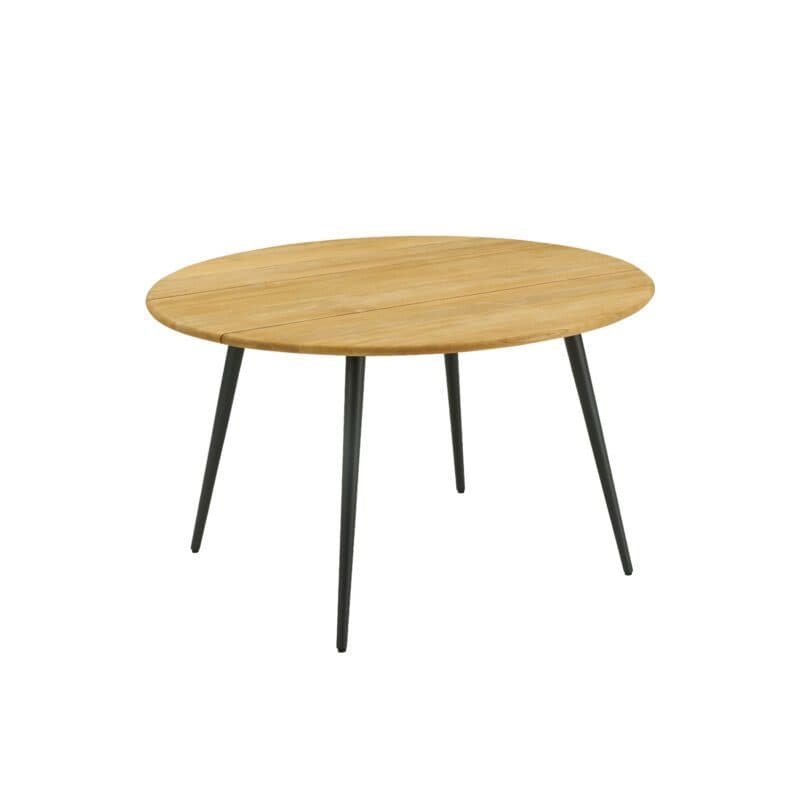 CASA DOMA "Napola" Gartentisch Ø 130 cm, Alu anthrazit, Tischplatte Teak