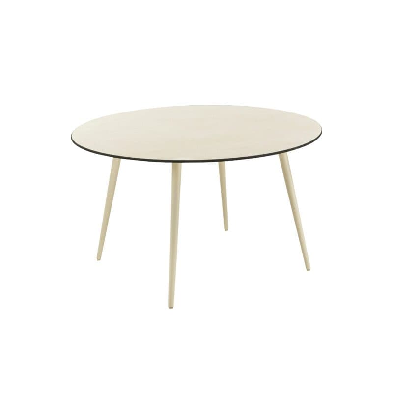 CASA DOMA "Napola" Gartentisch Ø 130 cm, Alu cream, HPL travertin