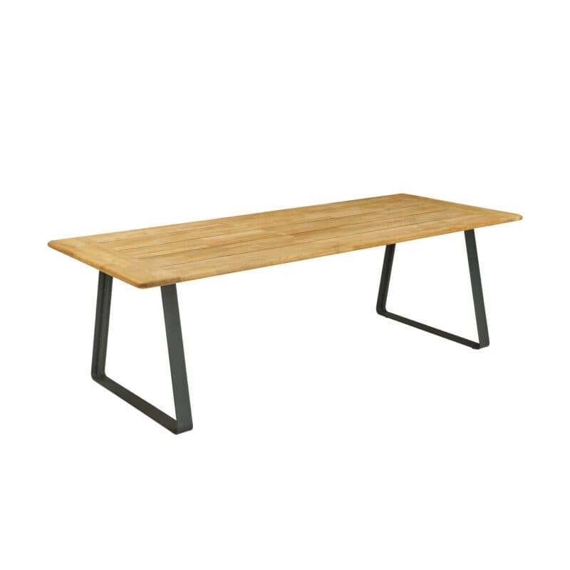 CASA DOMA "Trapani" Gartentisch 240x100 cm, Stahl schwarz, Tischplatte Teak