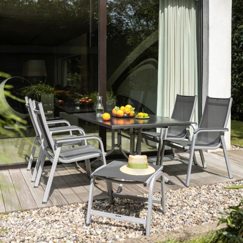 Kettler "Boulevard" Klapptisch, Aluminium anthrazit mit "Basic Plus" Gartenstühle