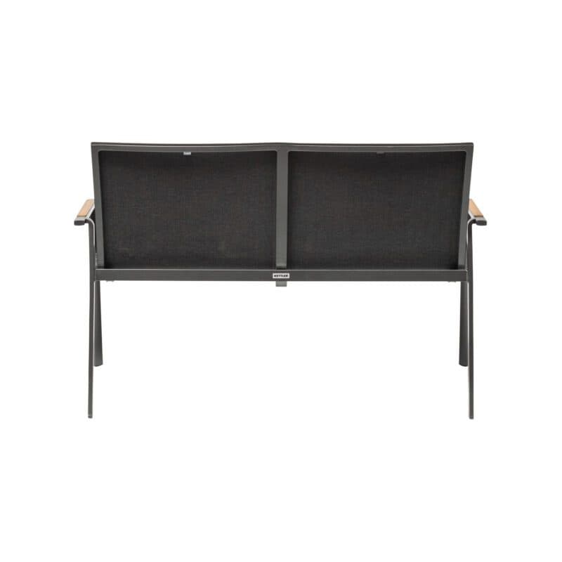 Kettler "Diamond" 2-Sitzer Gartenbank, Gestell Aluminium anthrazit, Sitzfläche Textilen charcoal, Armlehne mit Teak-Auflage