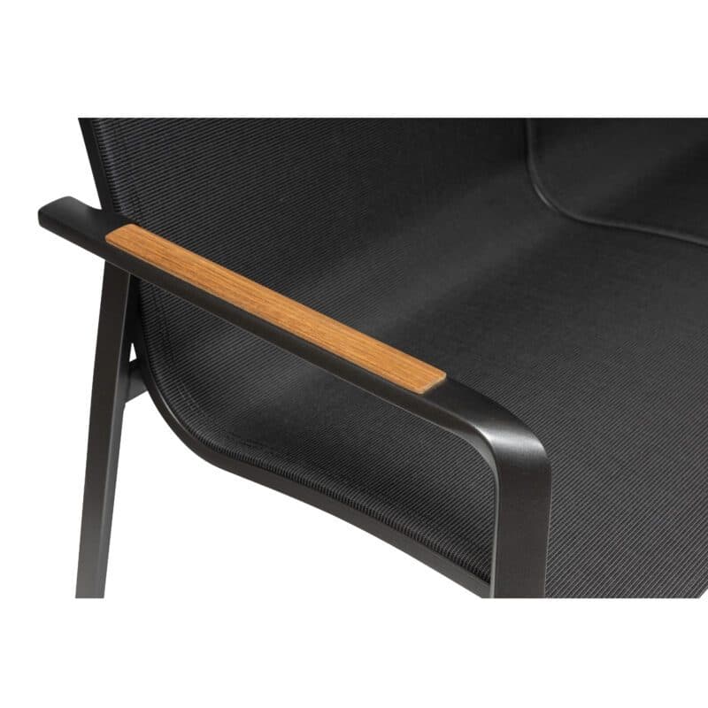 Kettler "Diamond" 2-Sitzer Gartenbank, Gestell Aluminium anthrazit, Sitzfläche Textilen charcoal, Armlehne mit Teak-Auflage