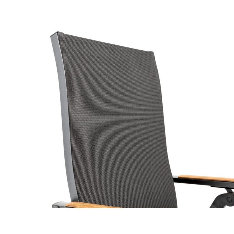 Kettler "Diamond" Klappsessel, Gestell Aluminium anthrazit, Sitzfläche Textilen charcoal, Armlehne mit Teak-Auflage