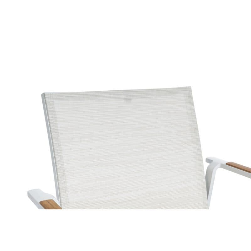 Kettler “Diamond“ Loungesessel, Gestell Aluminium weiß matt, Sitzfläche Textilgewebe beige, Armlehnen Teak