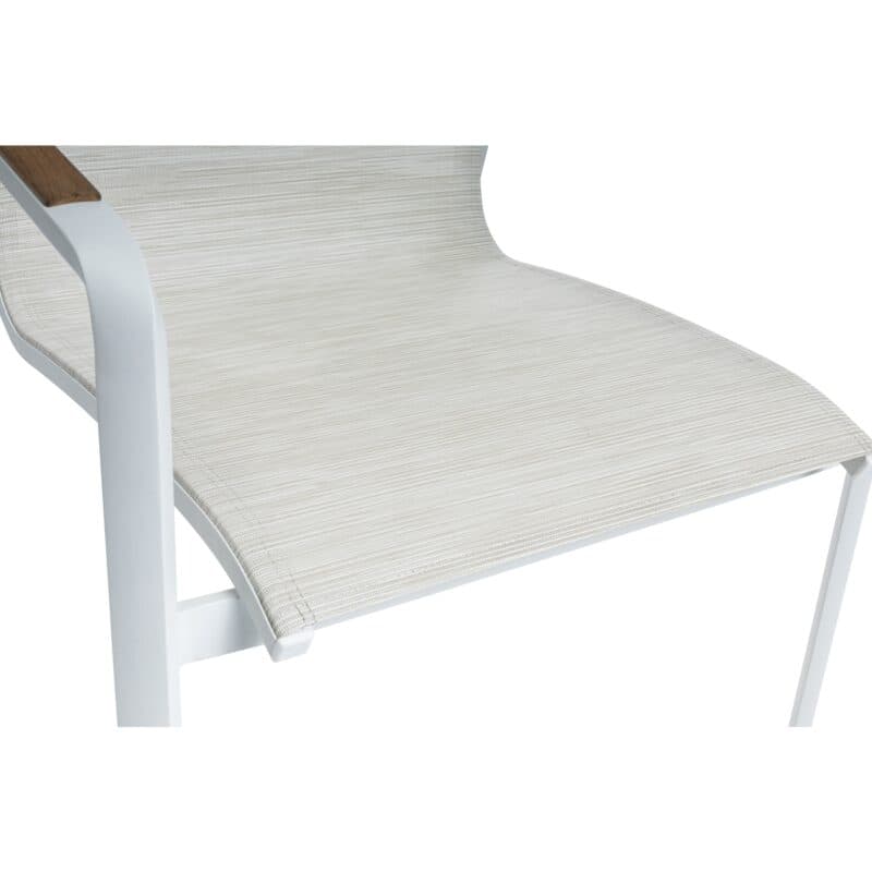 Kettler “Diamond“ Loungesessel, Gestell Aluminium weiß matt, Sitzfläche Textilgewebe beige, Armlehnen Teak