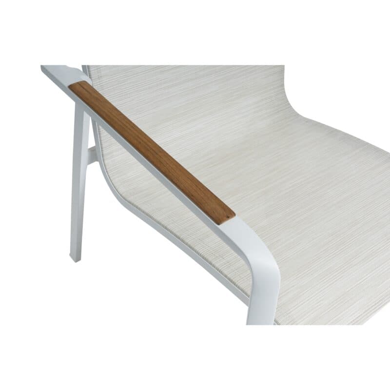 Kettler “Diamond“ Loungesessel, Gestell Aluminium weiß matt, Sitzfläche Textilgewebe beige, Armlehnen Teak