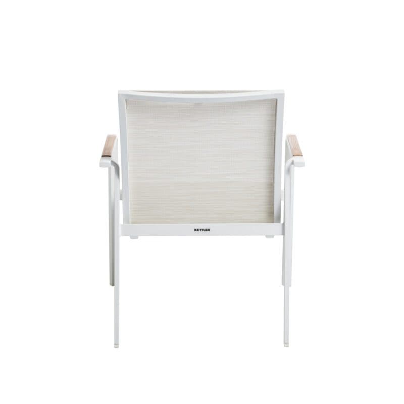 Kettler “Diamond“ Loungesessel, Gestell Aluminium weiß matt, Sitzfläche Textilgewebe beige, Armlehnen Teak