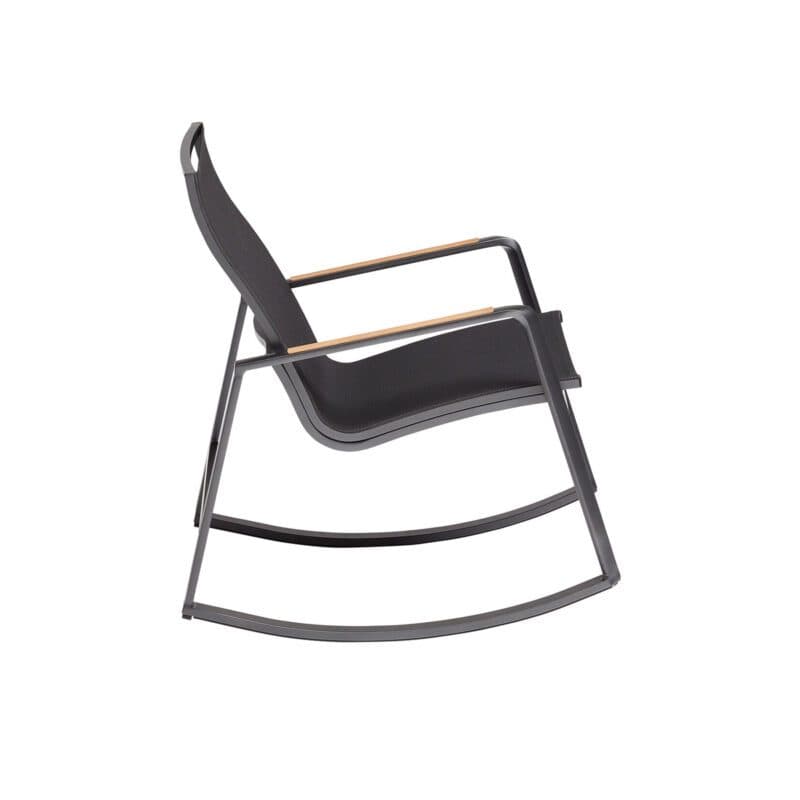 Kettler "Diamond" Schaukelstuhl, Gestell Aluminium anthrazit, Bespannung Textilen charcoal, Teak-Armlehnen