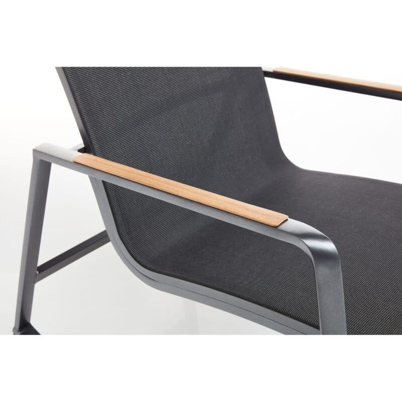 Kettler "Diamond" Schaukelstuhl, Gestell Aluminium anthrazit, Bespannung Textilen charcoal, Teak-Armlehnen