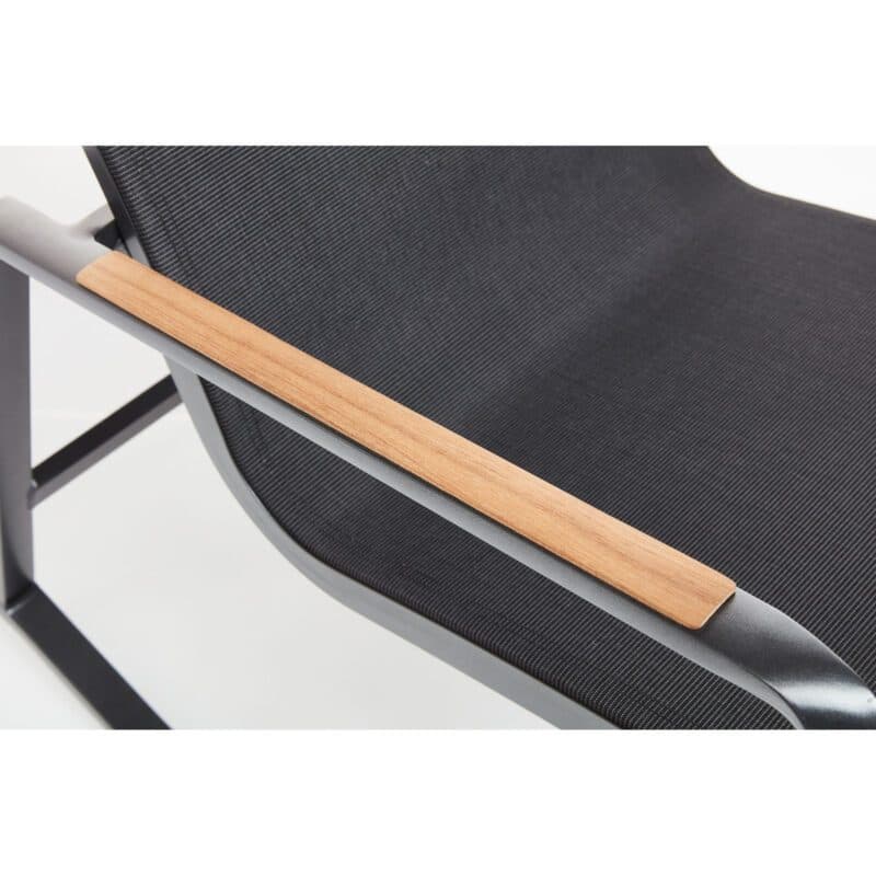 Kettler "Diamond" Schaukelstuhl, Gestell Aluminium anthrazit, Bespannung Textilen charcoal, Teak-Armlehnen