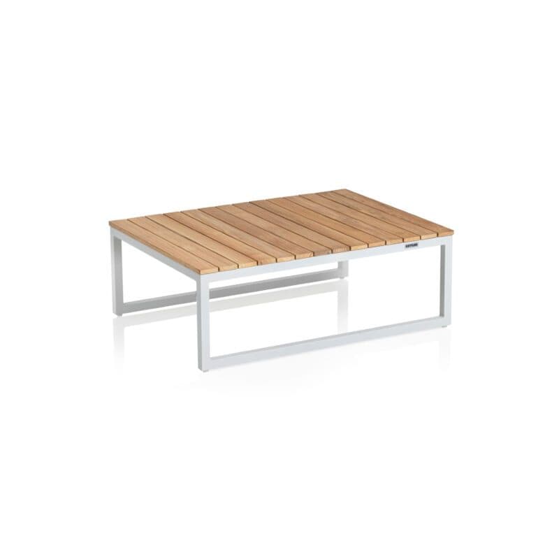 Kettler "Ocean Skid Platform" Loungetisch, Alu weiß, Tischplatte Teak
