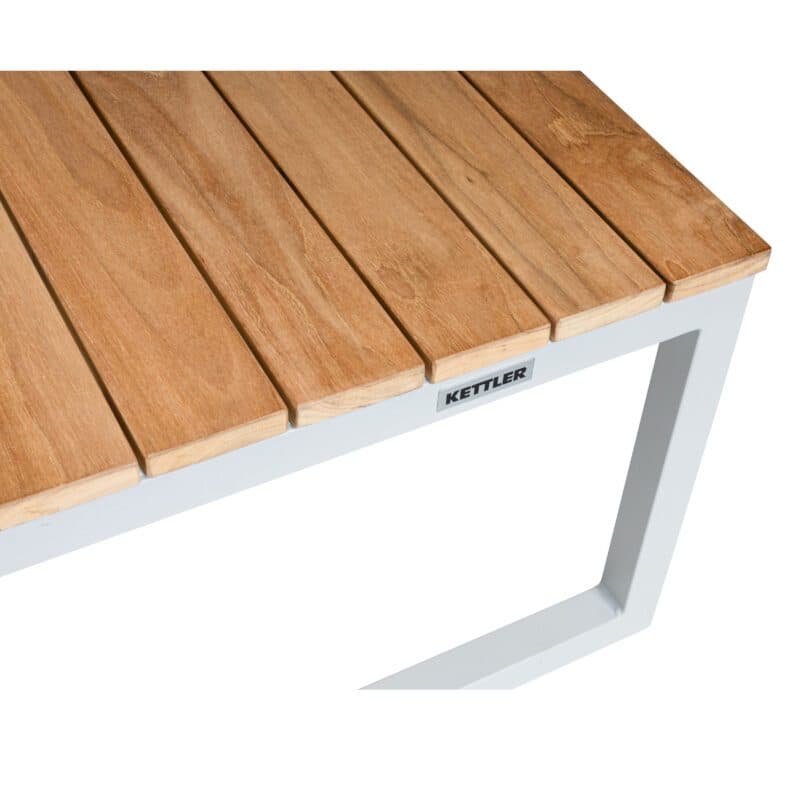 Kettler "Ocean Skid Platform" Loungetisch, Alu weiß, Tischplatte Teak
