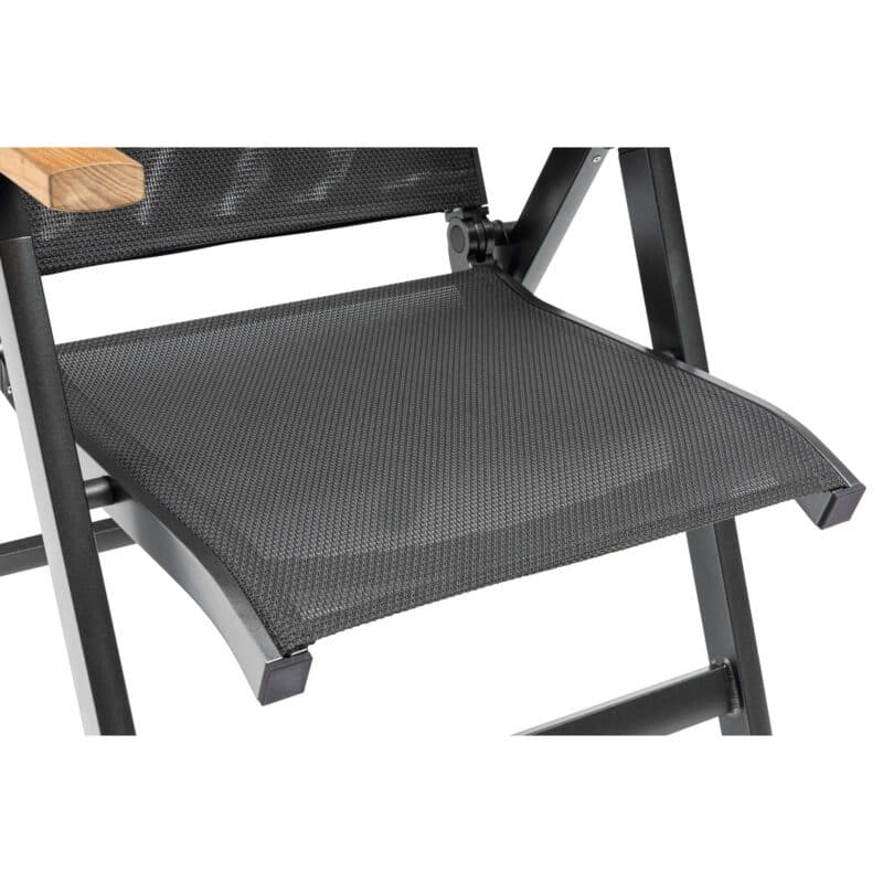 Kettler "Sleek" Klappsessel, Alu anthrazit, Textilene anthrazit, Armlehnen Teak