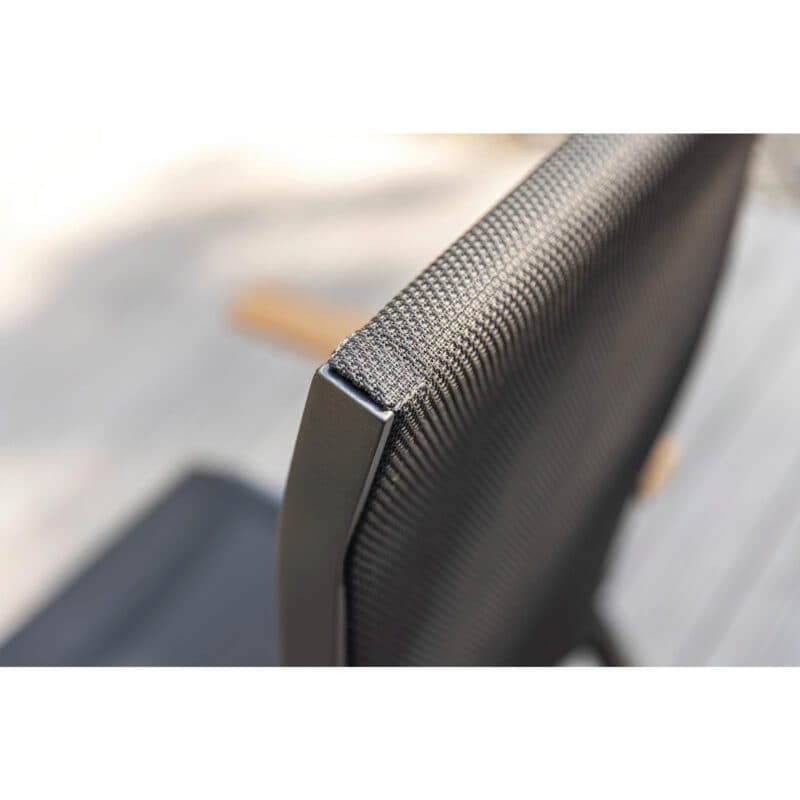 Kettler "Sleek" Klappsessel, Alu anthrazit, Textilene anthrazit, Armlehnen Teak