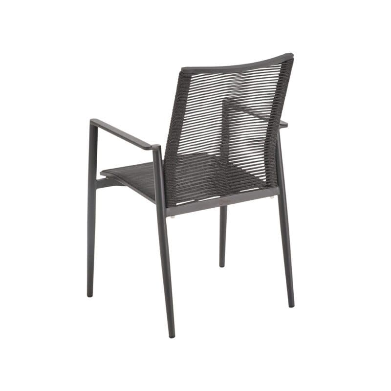 Liadomo "Mannoli" Stapelstuhl, Gestell Aluminium anthrazit, Sitzfläche Textilgewebe anthrazit, Rückenlehne Rope anthrazit, Armlehne Aluminium