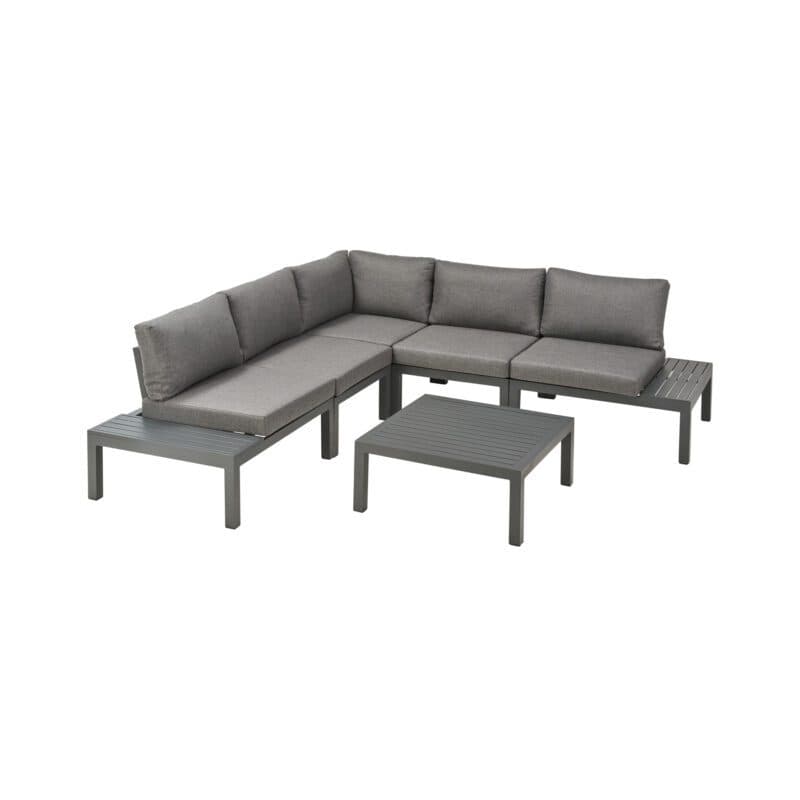 Liadomo "San Carlo" Loungeset, Alu anthrazit, Ablagen Alu, Bezüge Olefin grau