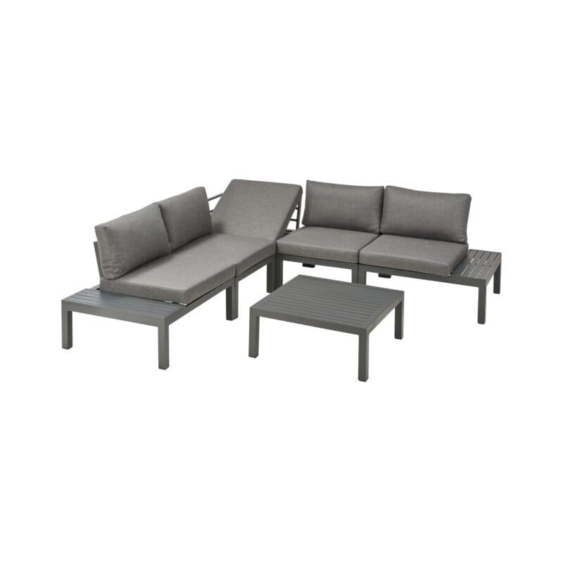 Liadomo "San Carlo" Loungeset, Alu anthrazit, Ablagen Alu, Bezüge Olefin grau