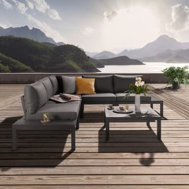 Liadomo "San Carlo" Loungeset, Alu anthrazit, Ablagen Alu, Bezüge Olefin grau