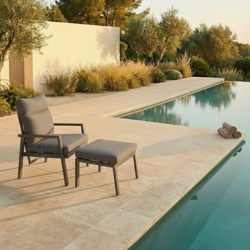 Liadomo "Scapoli" Loungeset 2-teilig, Aluminium anthrazit, Bezug Olefin grau (Bild KI-generiert)