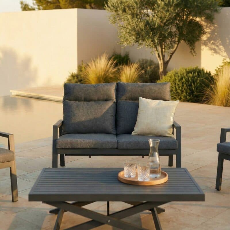 Liadomo "Scapoli" Loungeset 4-teilig, Aluminium anthrazit, Bezüge Olefin grau (Bild KI-generiert)