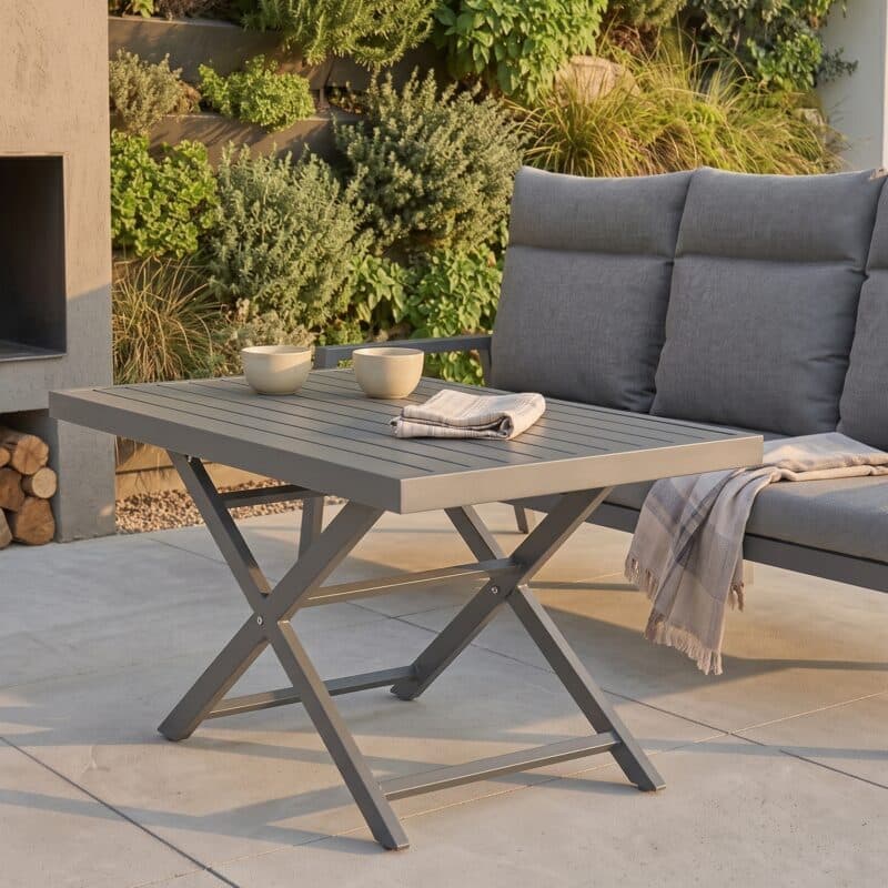 Liadomo "Scapoli" Eckloungeset plus Loungetisch, Alu anthrazit, Bezug Olefin grau (Bild KI-generiert)