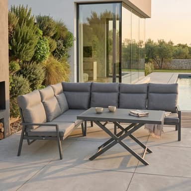 Liadomo "Scapoli" Eckloungeset plus Loungetisch, Alu anthrazit, Bezug Olefin grau (Bild KI-generiert)