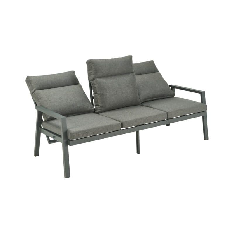 Liadomo "Scapoli" 3-Sitzer Loungesofa, Alu anthrazit, Kissenbezüge Olefin grau